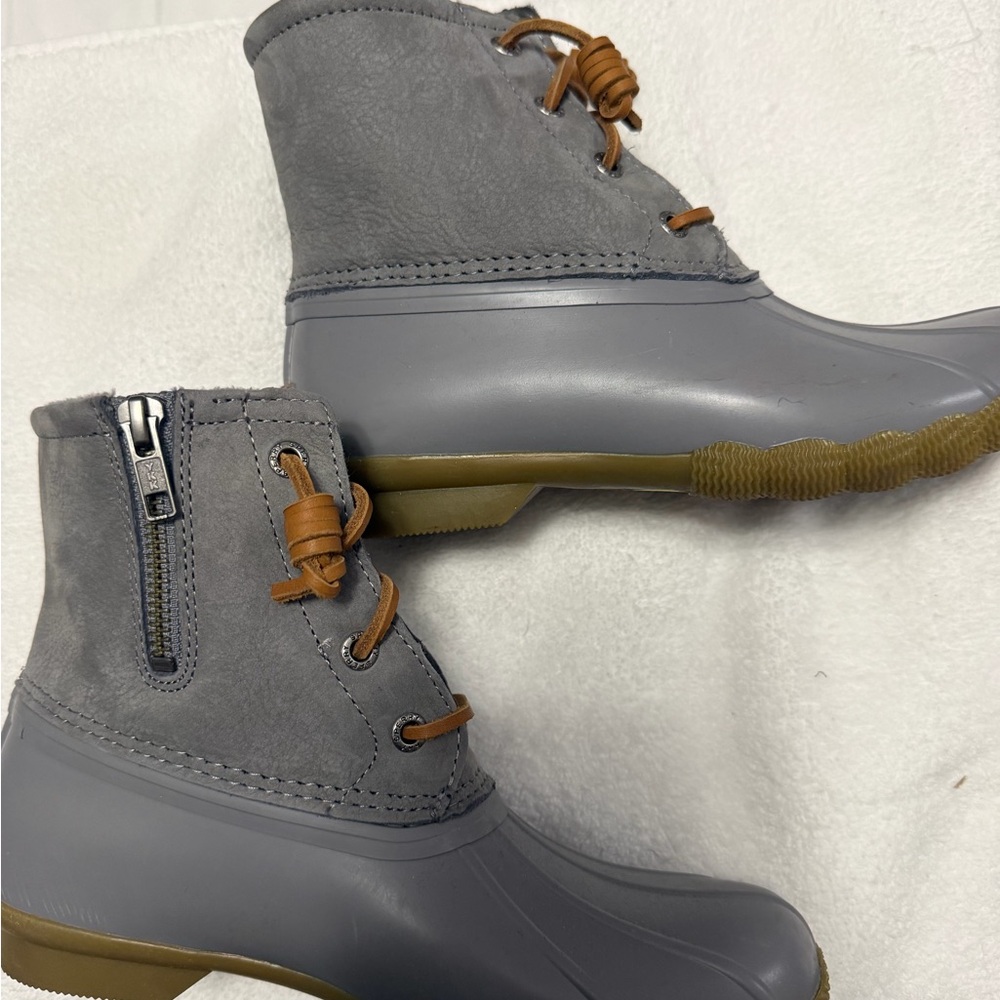 Sperry Gray and Brown Duck Boots